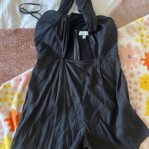 Gianni Bini Black Asymmetrical Halter Romper